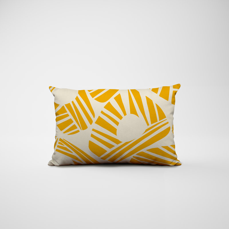 Polyester/Polyester Blend Lumbar Rectangular Indoor/Outdoor Pillow Cover & Insert, Yellow