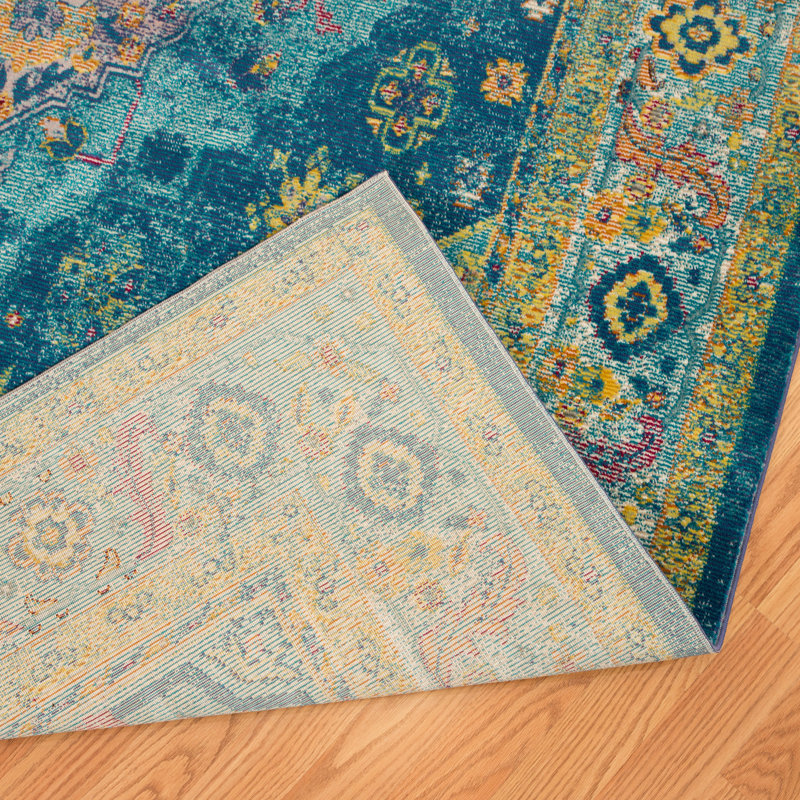Tapis oriental céruléen Efa, Rectangle 7 pi 10 po x 10 pi 6 po