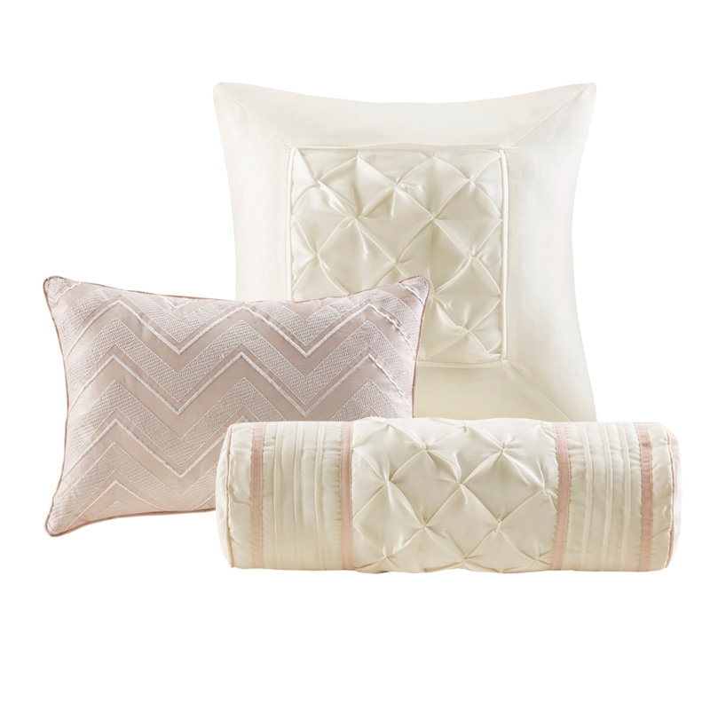7 Piece Tufted Comforter Set Blush