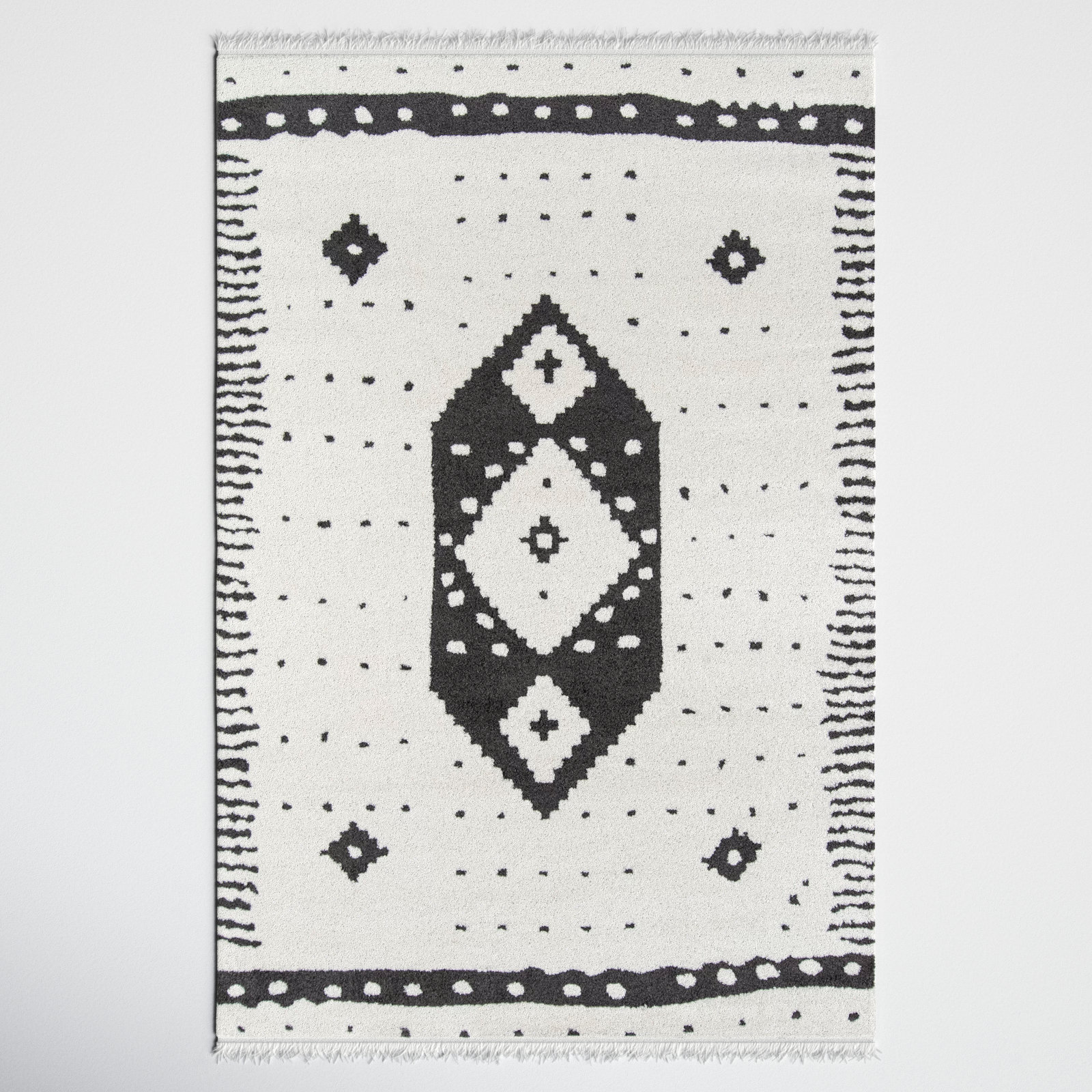 Metro Ivory Black Geometric Rug, Rectangle 3'3" x 5'