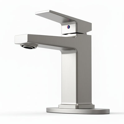 Robinet de salle de bain à levier unique moderne en nickel brossé - 1 ou 3 trous à fixation sur le comptoir