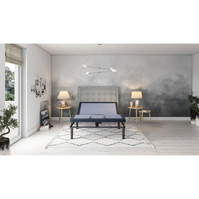 Queen Adjustable Bed Base With Head And Foot Position Variation Feature, Wireless Remote, 2 Chargers, , 3 Preset Positions, Massage Function, Led Lights, Emergency Battery Box, Legs & Alteration