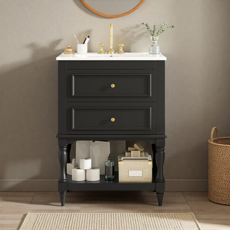 Meuble-lavabo de salle de bain 24 po avec lavabo en céramique