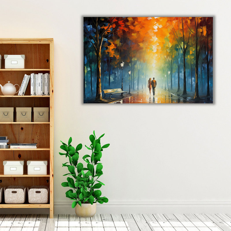 «Glowing Park Romance 2», impression murale, Toile avec cadre blanc, H 40 po x l 60 po x P 1,25 po
