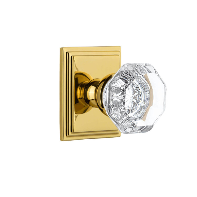 Rosette Grandeur Carré avec bouton en cristal Chambord, Laiton éternel, 2.375"