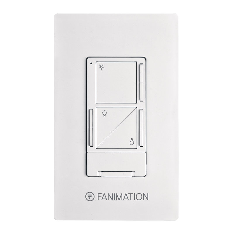 Contrôle mural du ventilateur de plafond avec récepteur - ventilateur à 3 vitesses et éclairage vers le haut / vers le bas - blanc