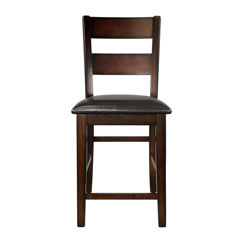 2 chaises à hauteur de comptoir, finition en bois de cerisier, siège rembourré en similicuir, sensation transitionnelle de 2, structure, salle à manger de style nouveau