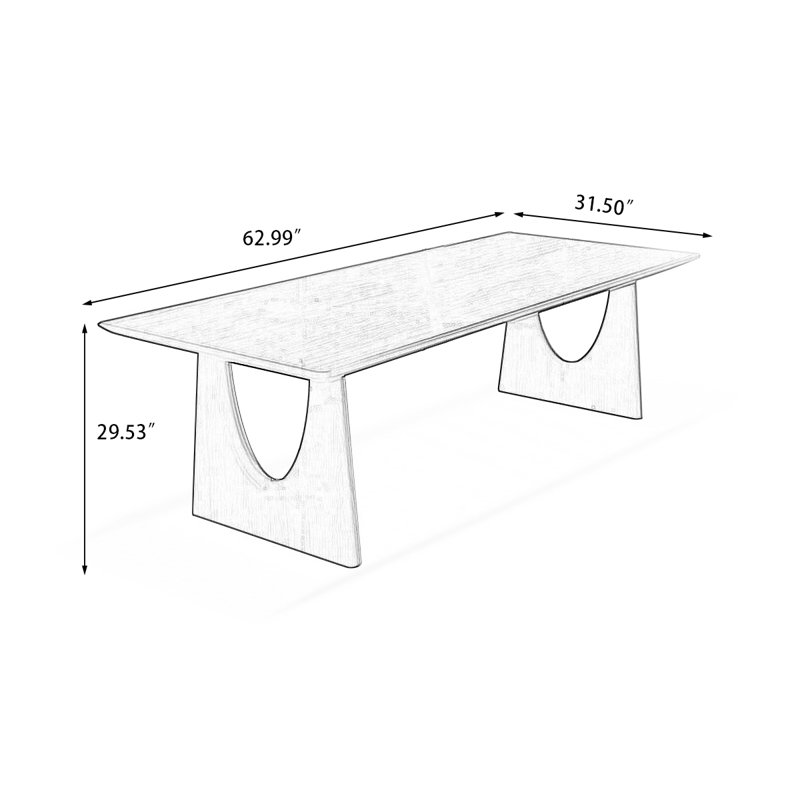 Table de salle à manger rectangulaire en bois massif brun, H 29,53 po x L 62,99 po x l 31,5 po