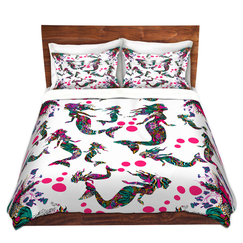 Ensemble de housse de couette sirène, 1 housse de couette grand + 2 taies standards