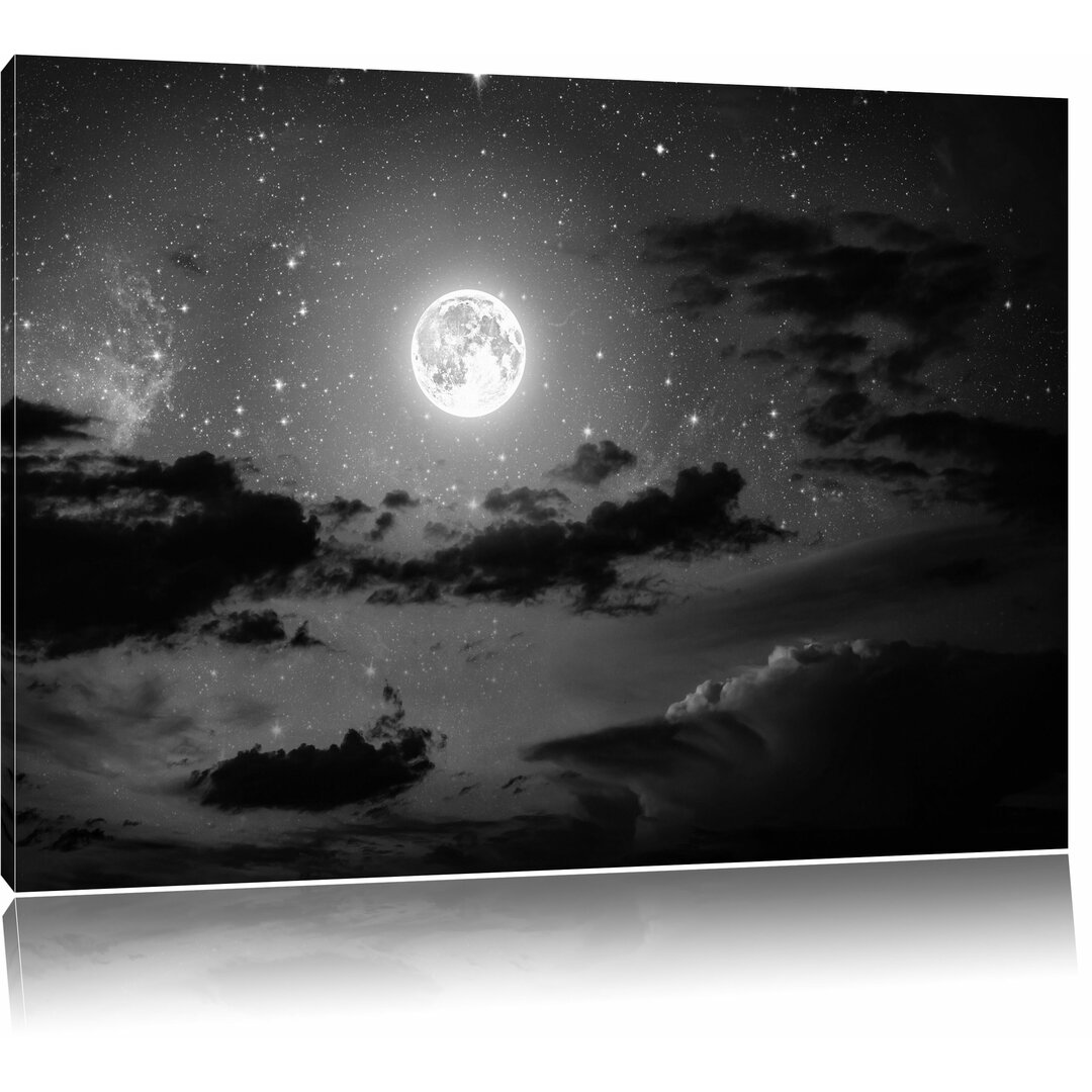 Leinwandbild „Leuchtender Mond am Nachthimmel“, Fotodruck