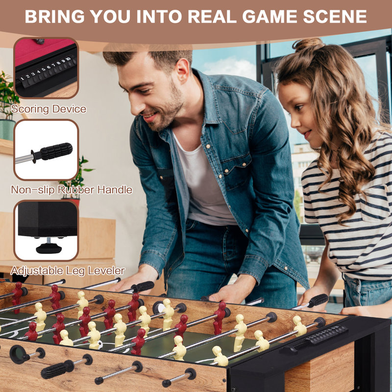 Raychee 54" 2-in-1 Swivel Multi Game Table - Billiards, Foosball, Combo Game Table Set For Adults Kids, Game Room, Friends & Family