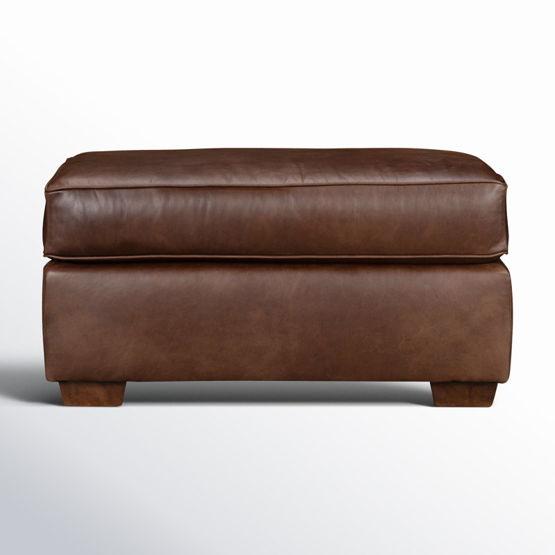 Porter Genuine Leather Ottoman, Bistro Rustic Genuine Leather
