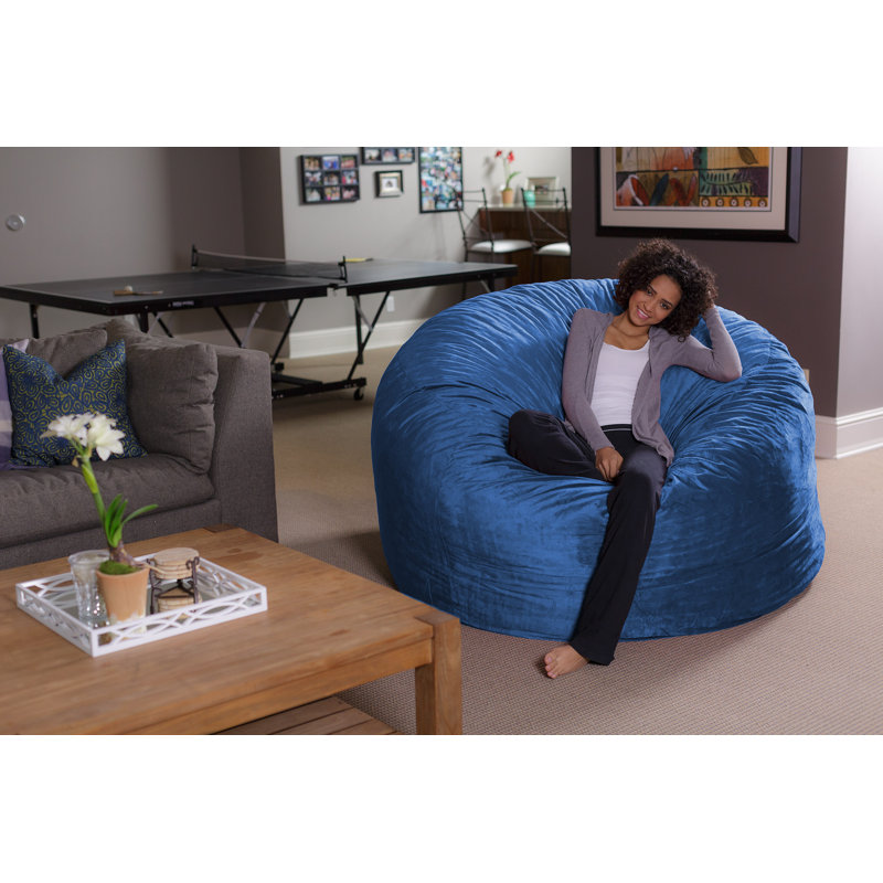 Bean Bag Chair - Shredded Foam Filled Round Pouf Chair - Plush, Ultra Soft Memory Foam Filled Bean Bag Chair with Microsuede Cover - Stuffed Foam Filled Furniture and Accessories for Dorm Room - Multiple sizes 5 Ft or 6 Ft