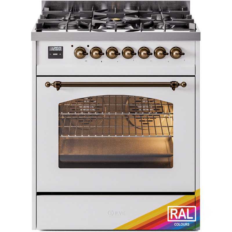 ILVE Nostalgie II 30 in Dual Fuel Range, RAL/Bronze, Liquid Propane