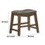 Tabouret de salle à manger 20 pouces Miel, similicuir gris, bois massif brun, têtes de clou