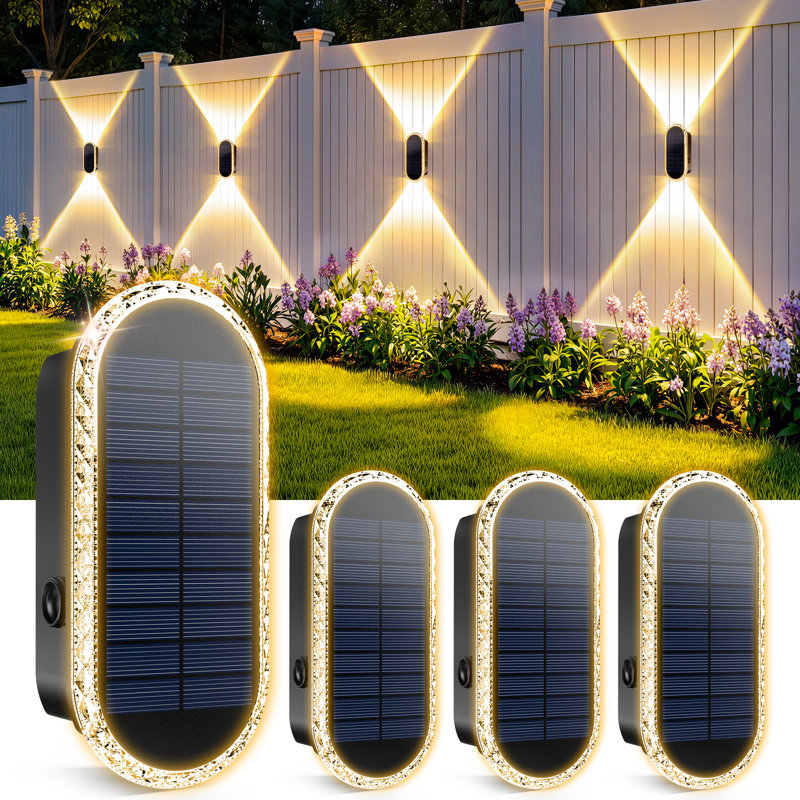 Solar Fence Lights Outdoor - 3000/4000/6000k 3 Modes, Ip65 Waterproof Fence Lights Solar Powered, Up & Down Lighting Solar Wall Lights Outdoor For Garden Patio Garage And Wall Decor