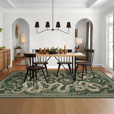 5x7 Area Rugs for Living Room Vintage Gothic Snake Rug with Non Slip Backing, Non Shedding Low Pile Washable Rug Stain Resistant Foldable Mats for Dining Room, Bedroom, Office