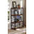 Weathered Oak And Black Finish Bookshelf, Vintage 4 Tier Open Booshelf