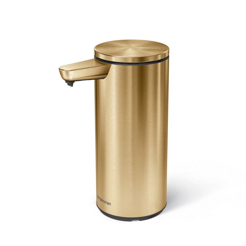 simplehuman 9 oz. Touch-Free Rechargeable Sensor Liquid Soap Pump Dispenser, Brass