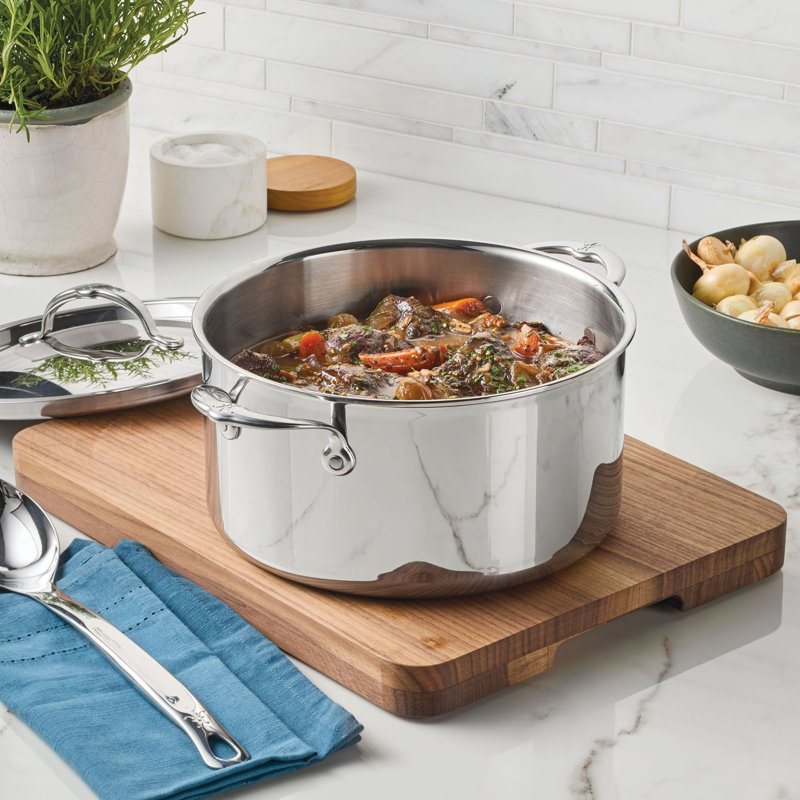 Probond® Luxe 6-quart Polished Professional Clad Stainless Steel Stock Pot With Lid