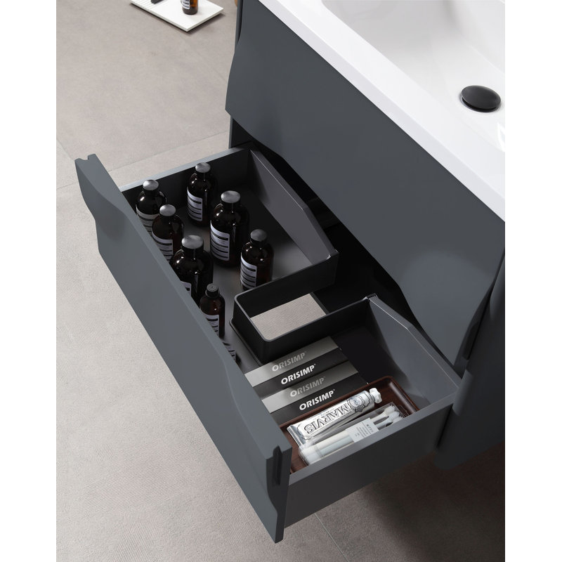 Colmar 30" W Single Wall Mounted Vanity, Dark Gray
