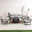 Ensemble de canapé de patio en aluminium toutes saisons avec table de foyer d'extérieur - modulaire et décorations en teck