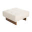 Repose-pieds carré rembourré en tissu de lin capitonné, pieds en bois massif, beige