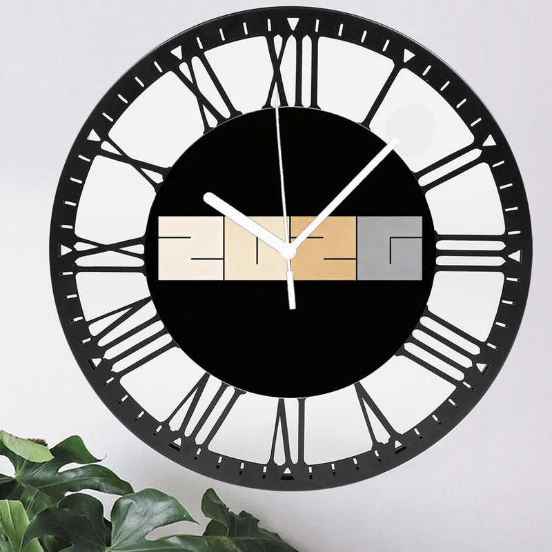 Horloge murale 10 po 2026 | Quartz silencieux, chiffres romains, imprimé UV, Beige dégradé