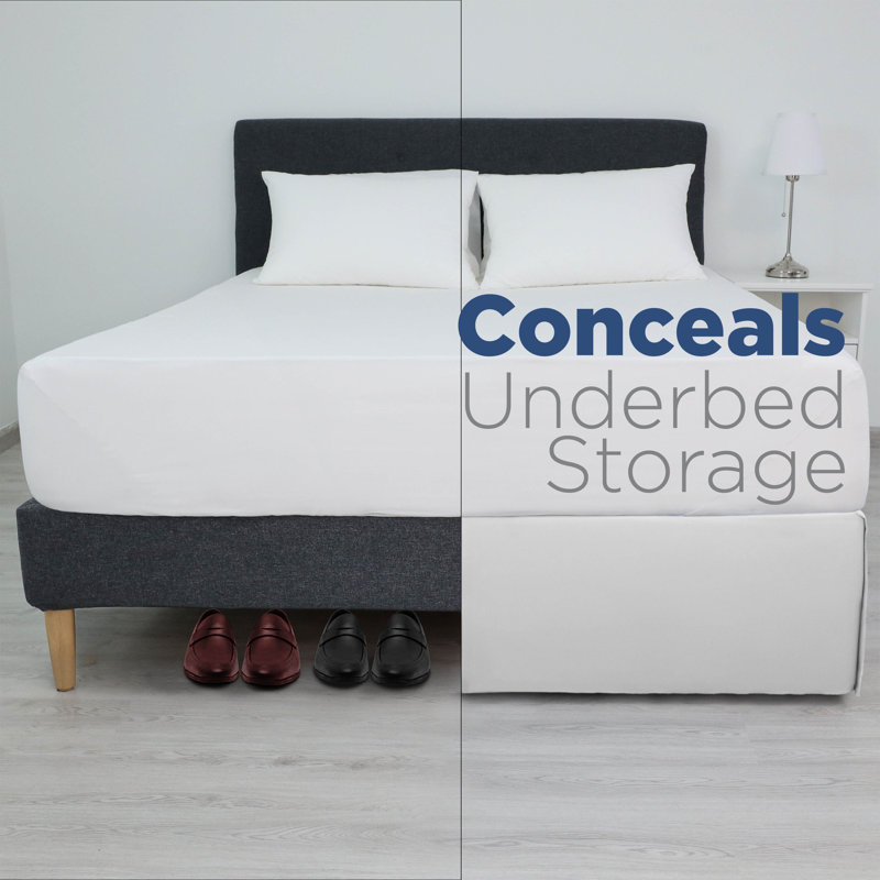 White Queen Polyester Inverted Pleat Bed Skirt Panel