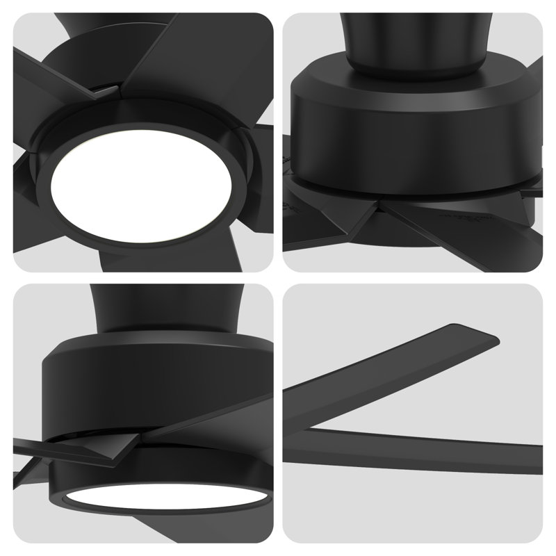 Ventilateur de plafond encastré 52 po avec lumières DEL Elvert, Noir