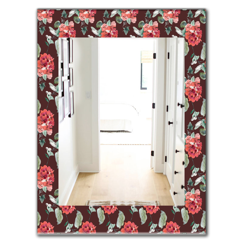 Miroir décoratif traditionnel, H 39,4 po x l 29,5 po, Brun / vert