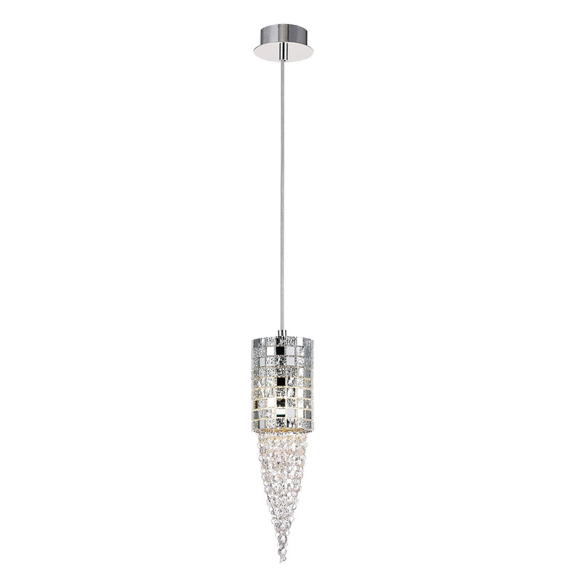 1 - Light Crystal Pendant, Polished Chrome