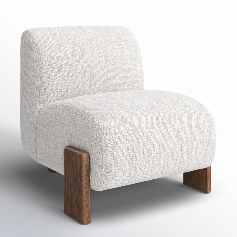 Chelsea Upholstered Slipper Chair, Ivory Polyester Blend