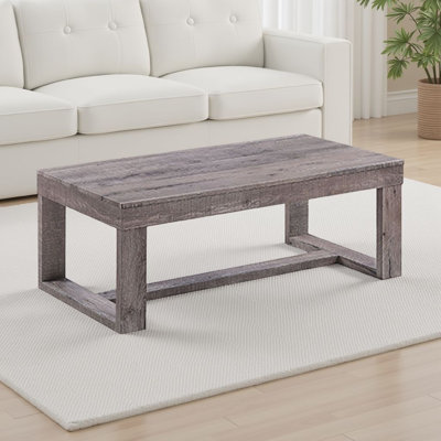 Table basse Knic, 48 po, plateau rectangulaire gris, base à double piédestal