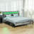 Bed Frame With Headboard, Platform Bed Frame With LED Lights, Charging Station, 3-Tier Storage Shelf, Steel Slats, Easy Assembly & Noise-Free With No Box Spring Needed, Walnut-787083716-787083738
