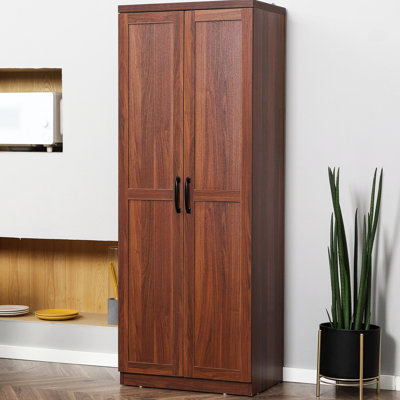 Armoire de salle à manger de 63 po, 2 portes avec 5 tablettes et 2 tablettes réglables, brun pour tablettes de rangement de cuisine polyvalentes