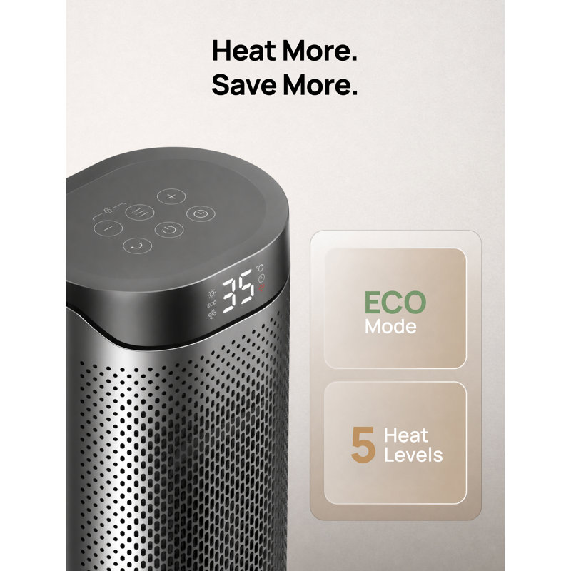 DREO 1500w Portable Indoor Ceramic Convection Electric Space Heater with Remote, 3-heat Levels In Black