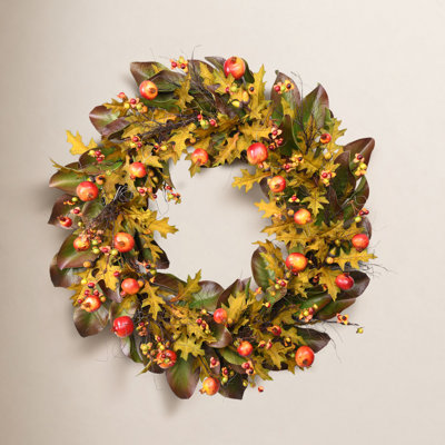 AUTUMN LEAVES & POMGRANATE 30'' Wreath