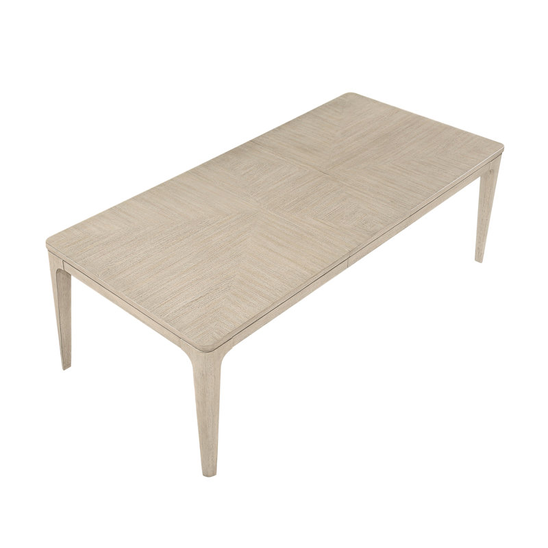 Transitional Rectangular Dining Table with Extension Leaf, Natural and Light Gray Wood Finish, Seats 8