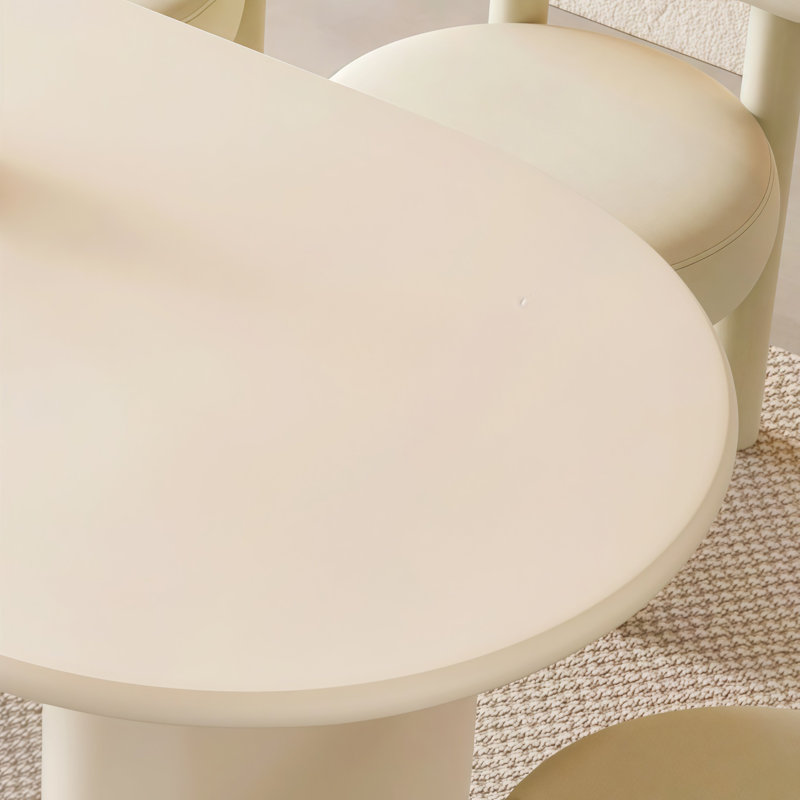 Table de salle à manger ovale en bois massif ivoire blanc, H 29,5 po x L 78,7 po x l 31,5 po