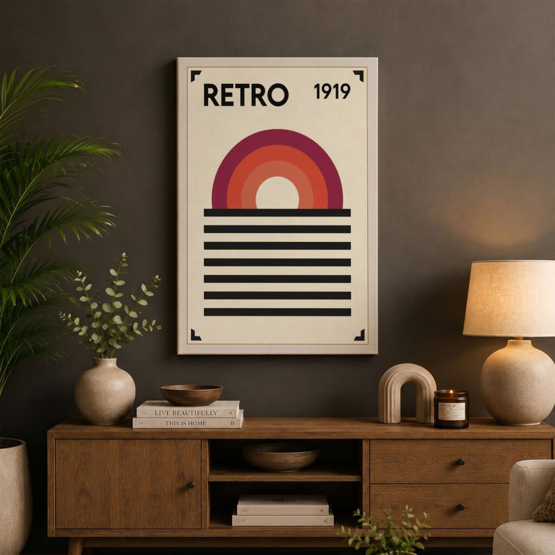 Sunrise 1919 Retro - Wrapped Canvas, 36x24 - 91.4 x 61.0 cm, Terracotta Border
