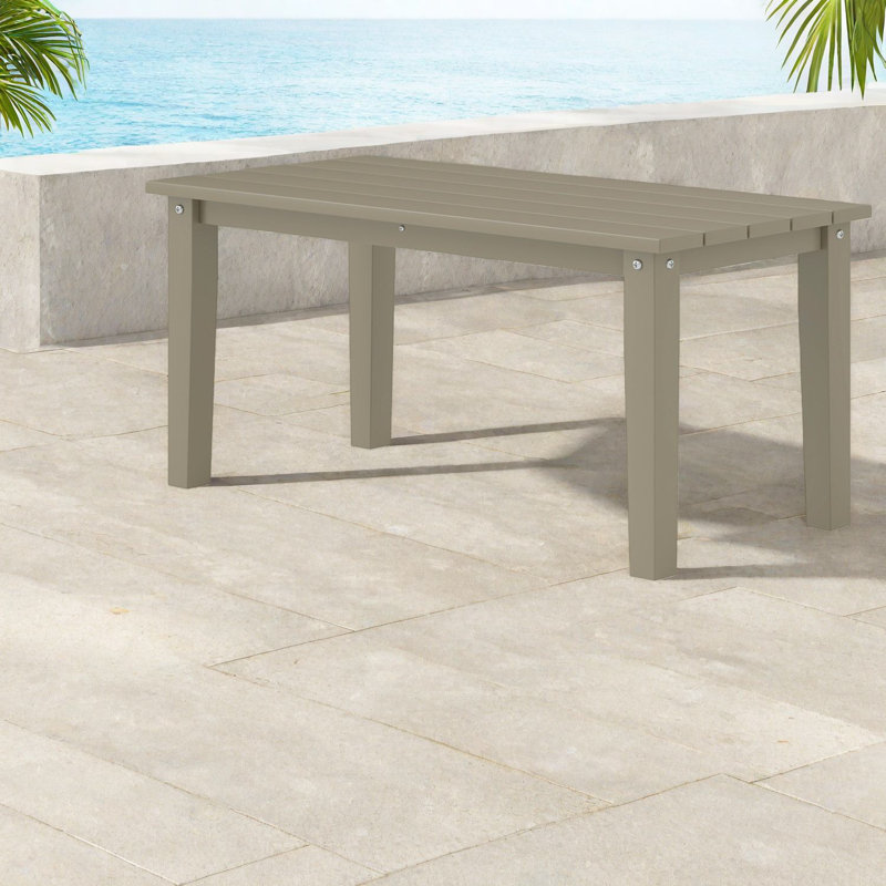 All Weather Patio Tables, Hdpe 35.8 Inch Slatted Modern Backyard