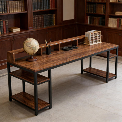Bureau d'ordinateur pour deux personnes (tabourets non inclus)