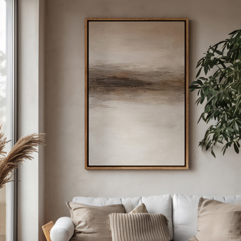 Art mural encadré sur toile - Reproductions murales abstraites de paysage brun pour chambre à coucher - 24 po x 36 po