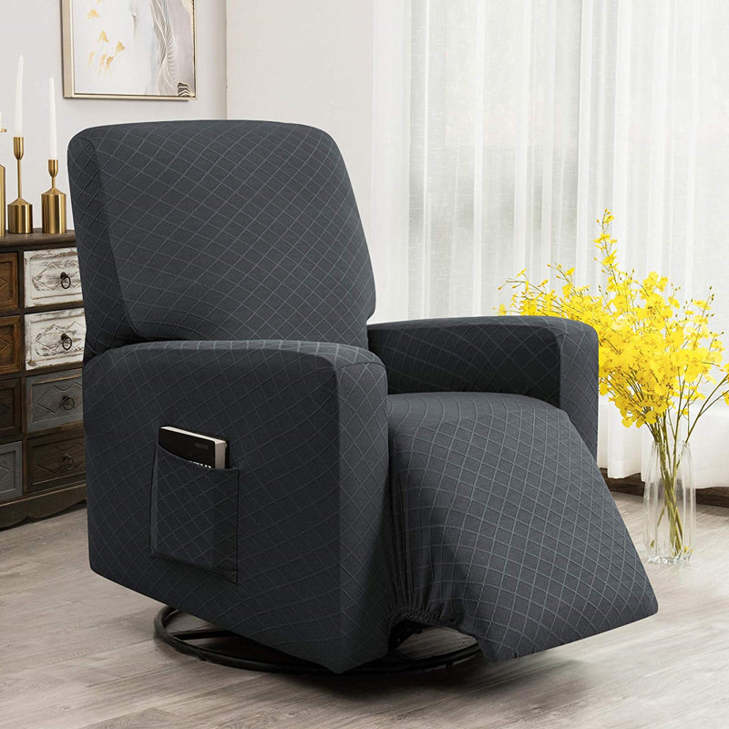 Box Cushion Recliner Slipcover, Grey