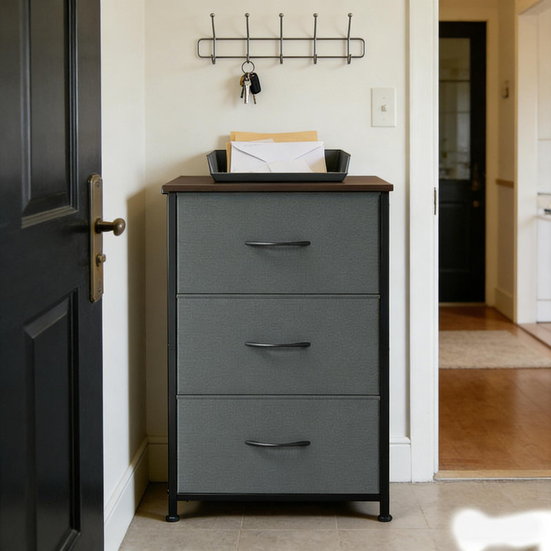 3 rangements multifonctionnels avec bacs en tissu amovibles pour la chambre à coucher et le salon, Gris