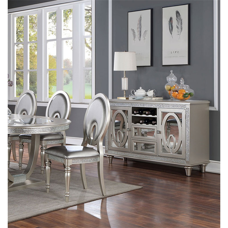 Ensemble de chaises d'appoint 2 pièces en similicuir argenté revêtu de similicuir formel