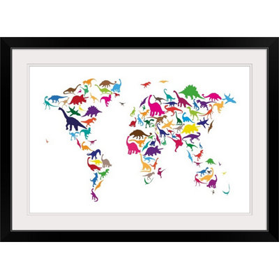 Francy «World Map Dinosaurs» par Abarca, impression