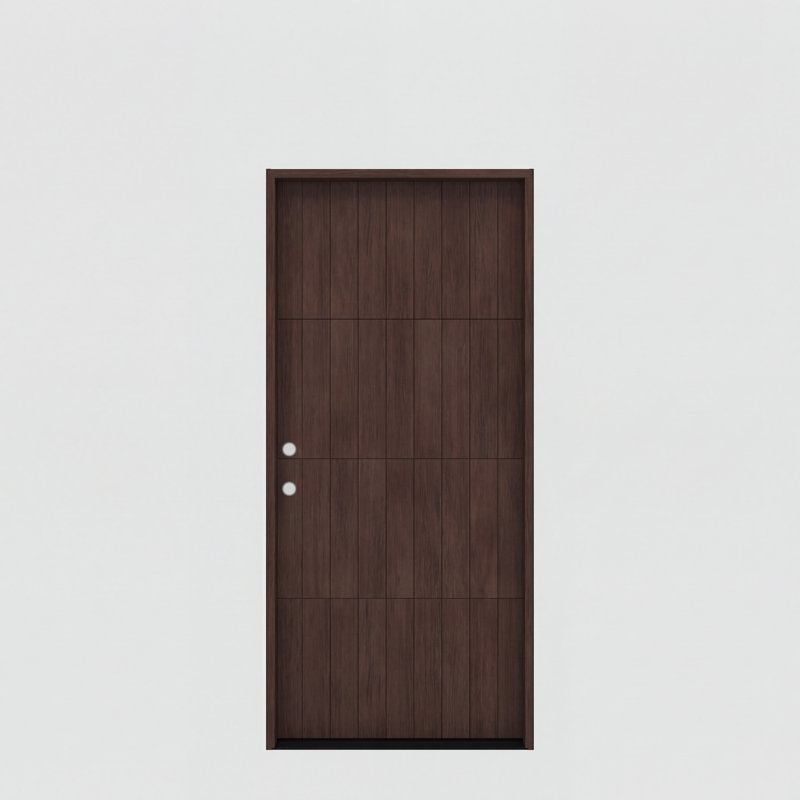 GRIDOR-BQ-80 | Porte simple de 80 po, extérieur pré-monté RTA, panneau affleurant moderne, bois d'acajou brut