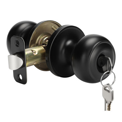 Poignée de porte extérieure verrouillable avec clés à passe-partout noir mat avec clés, paquet de 1